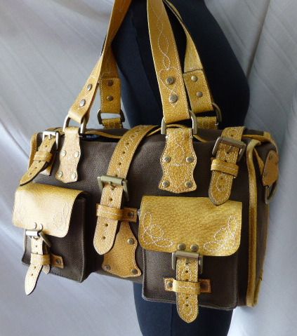 Mulberry Roxanne in Khaki Canvas and Honey Leather  - SOLD