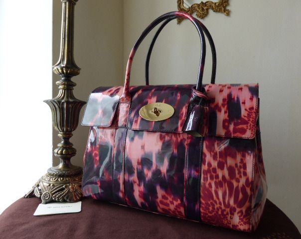 Mulberry Bayswater in Plum Loopy Leopard Patent Leather 