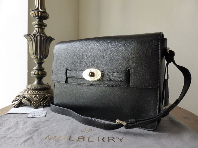 Mulberry Bayswater Shoulder (Larger Sized) in Black Shiny Goat - New