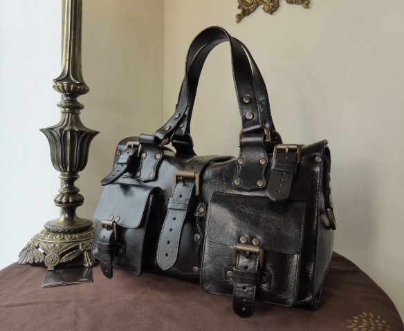 Mulberry Roxanne in Black Antique Glace Leather