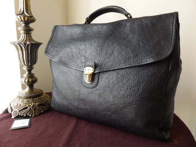 Mulberry Geoffrey Briefcase in Black Natural Leather 