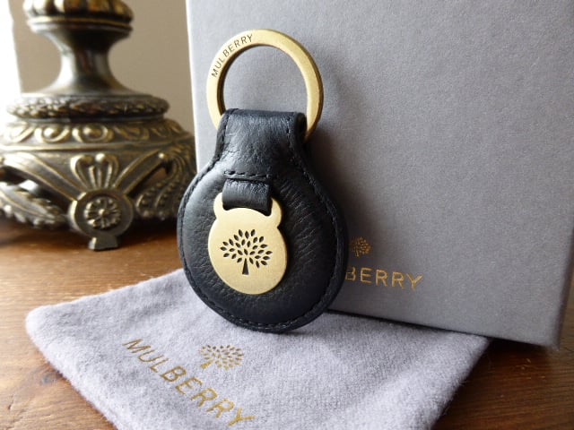 Mulberry Heritage Keyring in Black Natural Veg Tanned Leather - SOLD