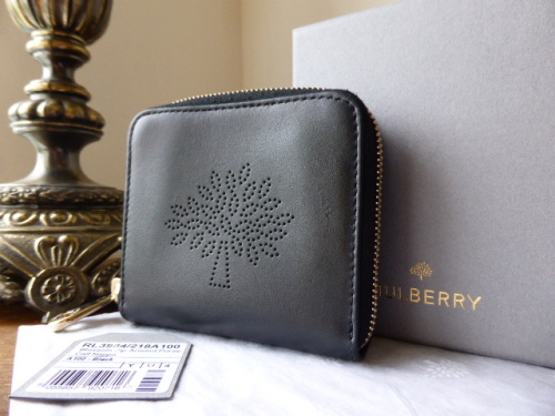 Mulberry Blossom Zip Around Purse in Black Calf Nappa