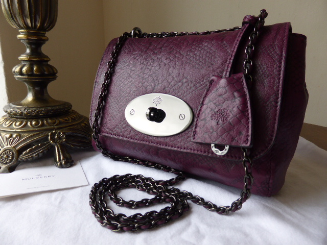 Mulberry Lily (Regular) in English Plum Snake Embossed Leather - SOLD