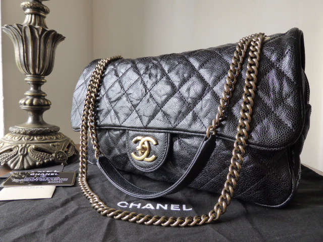Buy Chanel Shiva Flap Bag Quilted Caviar Large Black 2559806