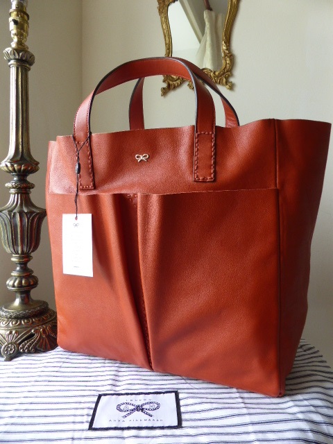 Anya Hindmarch Nevis Raw Leather Tote in Orange Velvet Calf - SOLD