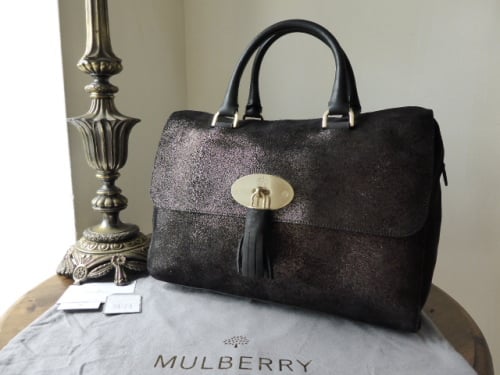 Mulberry Del Rey in Bark Brown Metallic Calf Fur Print Mix Leather