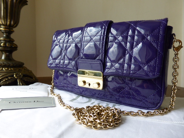 Dior Miss Dior New Lock Promenade Pouch in Violet Patent (Large)