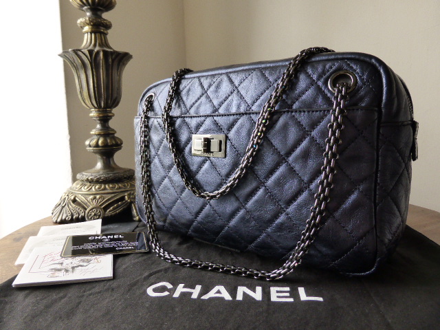 Chanel Reissue Camera Bag in Metallic Blue with Irridescent Dark Silver  Nicklel Bijoux Chain - SOLD