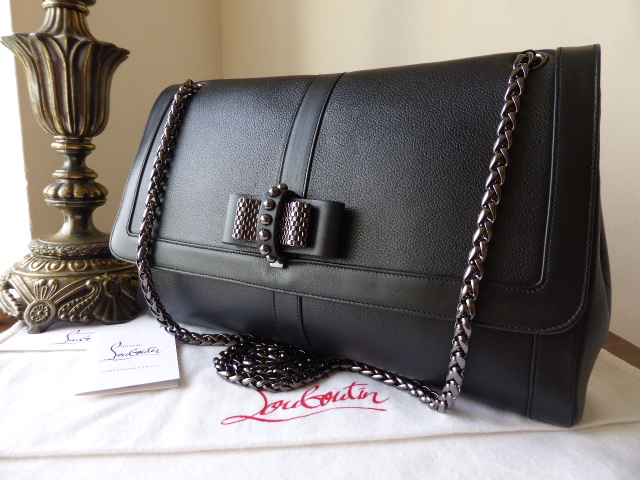 Christian Louboutin Spike studs Sweet charity Chain Shoulder Bag Leather  Black