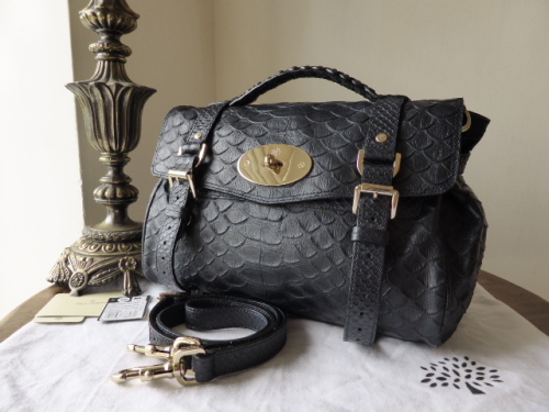 Mulberry Regular Alexa in Nightshade Blue Large Silky Snake Print