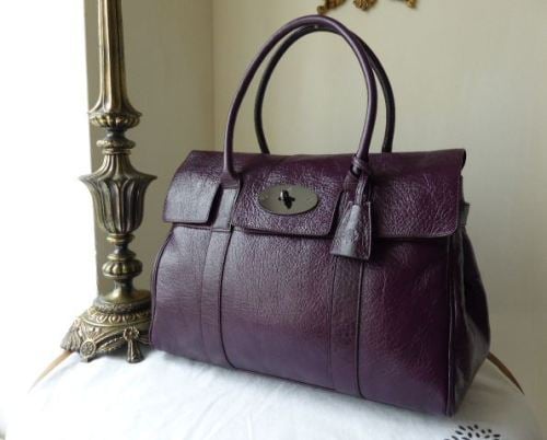 Mulberry Bayswater in Red Onion Pebbled Patent Leather