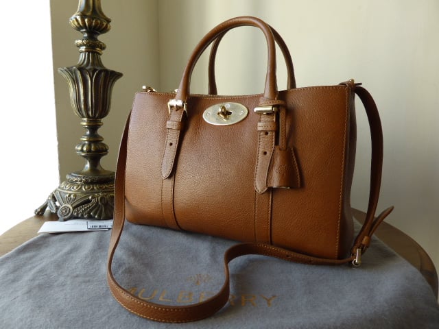 Mulberry Small Bayswater Double Zip Tote in Oak Natural Leather 