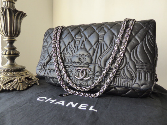 Chanel Paris Moscow Jumbo Flap in Black Lambskin - SOLD