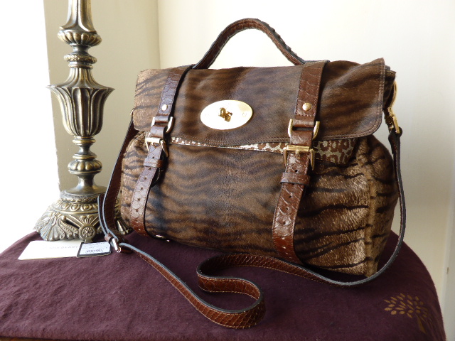 Mulberry Oversized Alexa in Oak Bengal Tiger Haircalf - SOLD