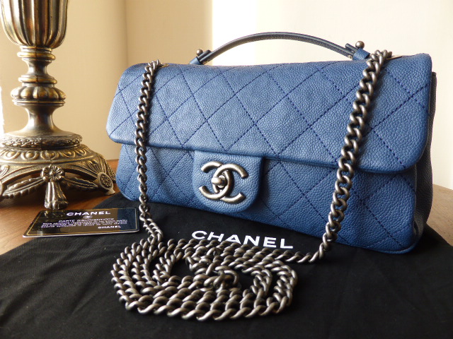 Chanel 'Easy/Casual Journey' East West Flap in Blue Caviar with Ruthenium Hardware - SOLD
