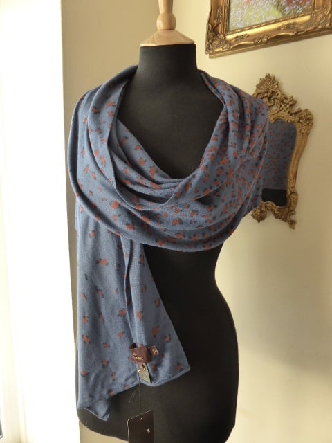 Mulberry Degrade Knitted Scarf / Wrap in Moonlight Blue - SOLD