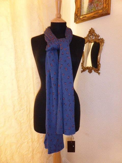 Mulberry Degrade Knitted Scarf / Wrap in Moonlight Blue - SOLD