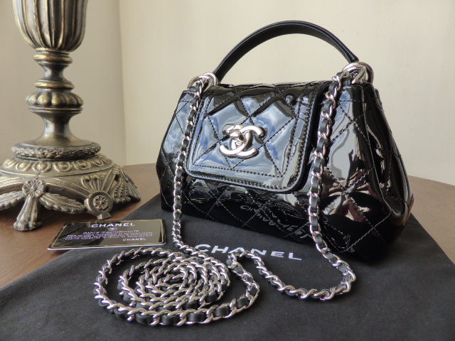 Chanel Mini Concertina Flap in Black Patent with Silver Hardware - SOLD
