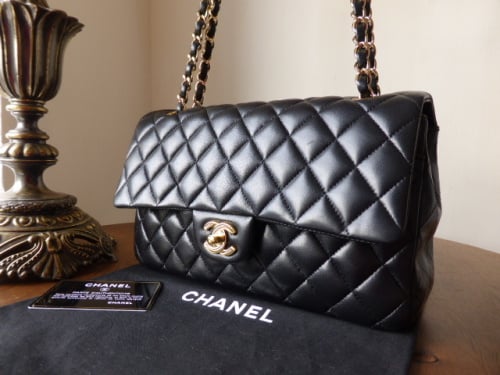 Chanel Classic 10 Medium Black Lambskin 2 55 Flap Bag With Gold Chanel Classic 10 Medium Black Lambskin 2 55 Flap Bag With Gold Hardware Sold