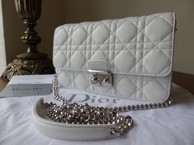 Dior Promenade Shoulder Clutch in White Lambskin with Silver Hardware - SOLD
