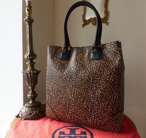 Tory Burch North South Robinson Tote in Leopard Print Saffiano Leather  - SOLD