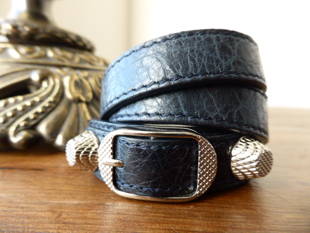 Leather bracelet Balenciaga Blue in Leather - 40659074