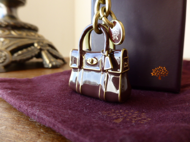 Mulberry Mini Bayswater Keyring Charm in Chocolate Enamel & Gold - SOLD