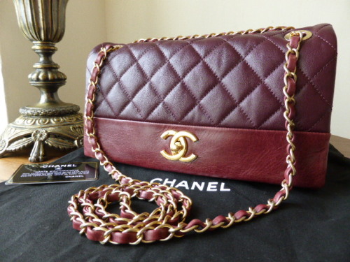 Chanel Medium Soft Elegance Flap in Burgundy Calfskin with Distressed ...