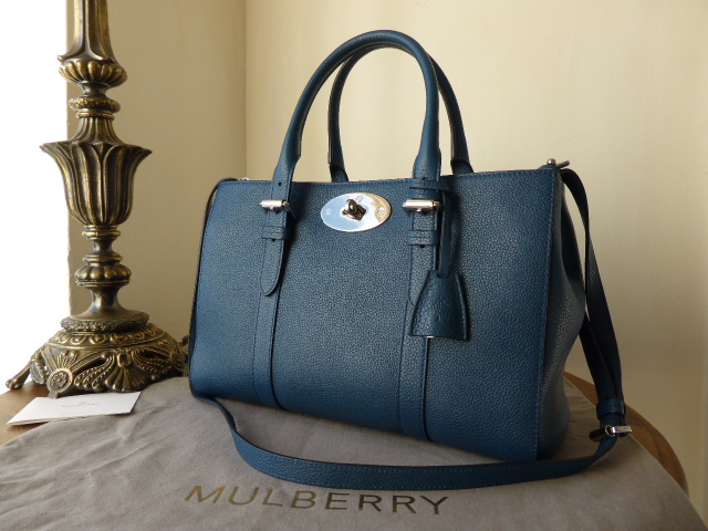 Mulberry Small Bayswater Double Zip Tote in Sea Blue Small Classic Grain Leather - SOLD