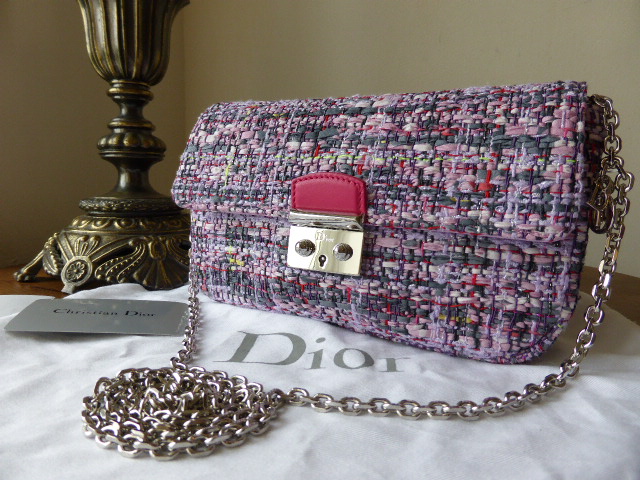Dior Miss Dior Shoulder Clutch in Lilac Sparkle Tweed with Silver Hardware - SOLD