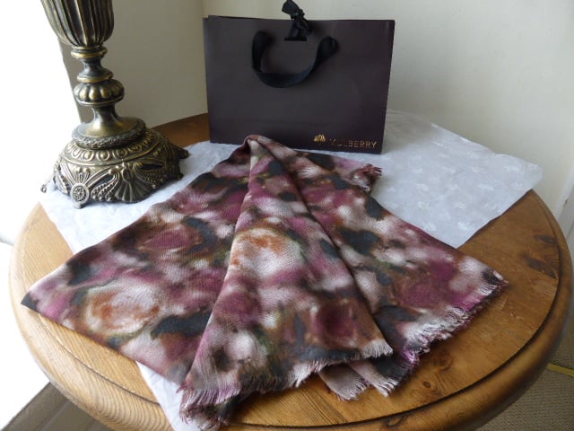 Mulberry Blurry Bloom Square Printed Wrap in Modal & Silk - SOLD