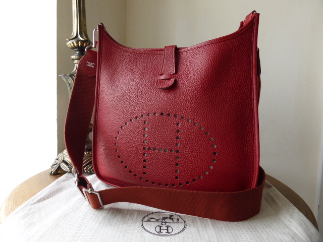Hermes Evelyne III in Rouge Casaque Clemence Leather with Palladium Hardware - SOLD