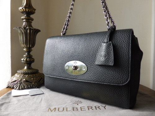 Mulberry Lily Medium in Black Soft Grain Leather with Nickel Hardware ...