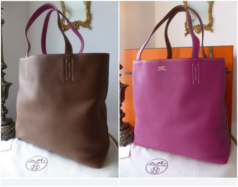 Hermés Double Sens 45 Taurillon Clemence in Tosca Pink and Marron D'Inde - SOLD