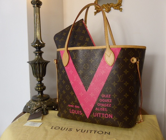 Louis Vuitton Limited Edition-Louis Vuitton Limited Edition Pink Monogram V  Neverfull MM The