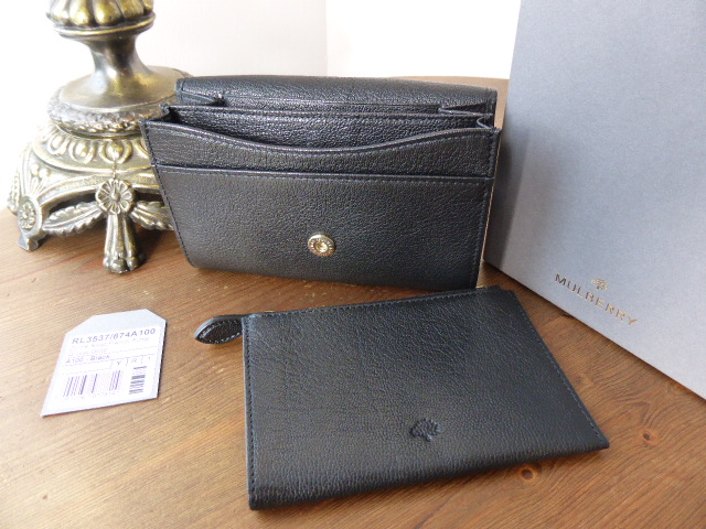 Mulberry Dome Rivet French Purse in Black Glossy Goat Leather - SOLD