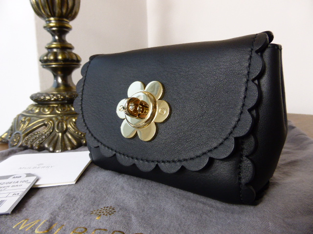 Mulberry Mini Cecily Flower in Black Classic Calf Leather - SOLD