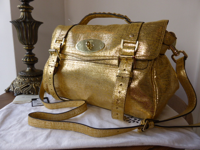 Mulberry Limited Edition Alexa Satchel in Metallic Gold Distressed Leather Selfridges Ltd Edition 1 of 40 - SOLD