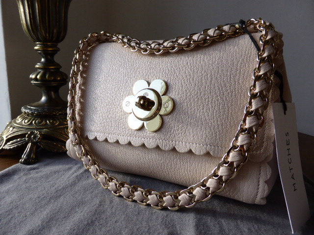 Mulberry Cecily Flower in Light Berry Cream Classic Calf Leather - SOLD