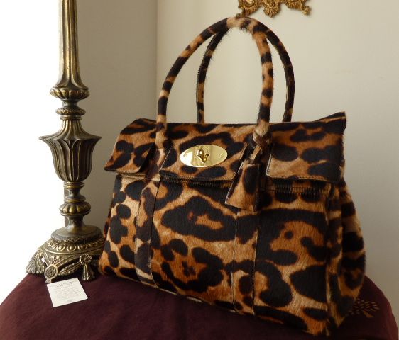 Mulberry Leopard Plaque Bayswater in Giant Leopard Haircalf - As New