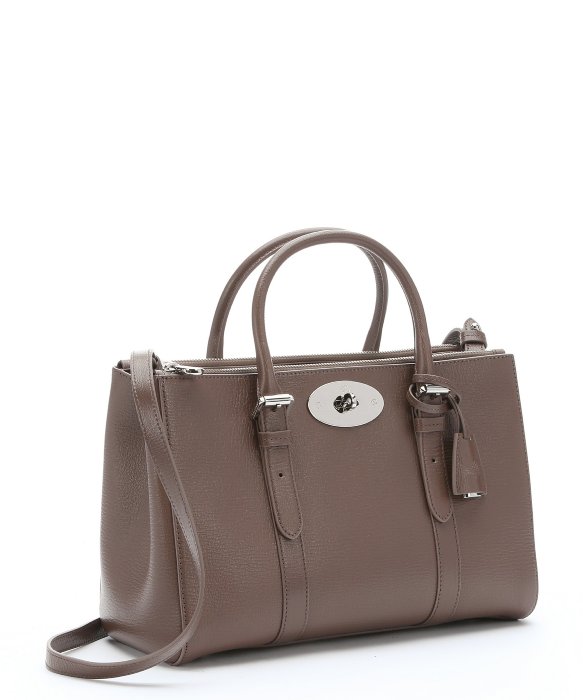 Mulberry Small Bayswater Double Zip Tote in Taupe Glossy Goat Leather - SOLD