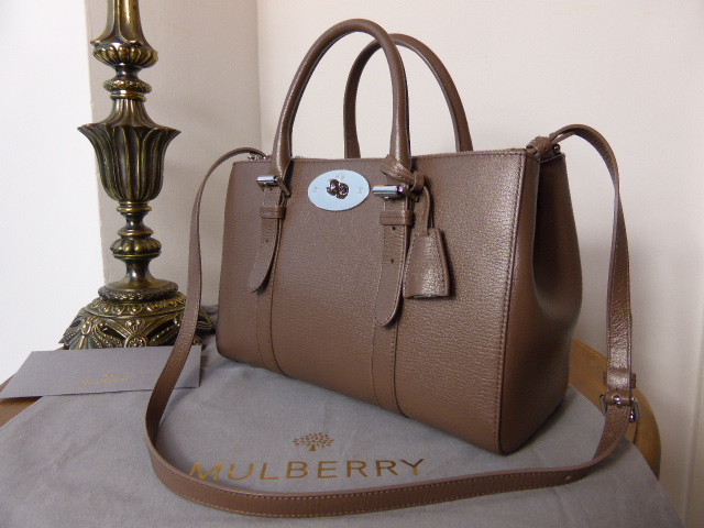 Mulberry Small Bayswater Double Zip Tote in Taupe Glossy Goat Leather - SOLD
