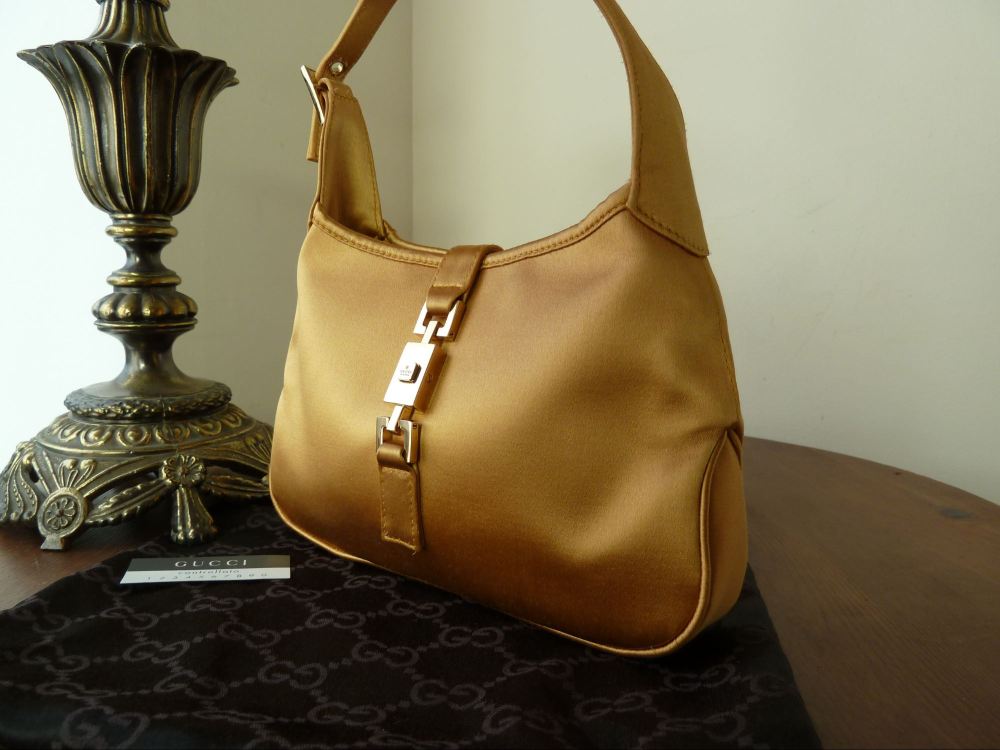 Gucci Mini Jackie O Evening Bag in Metallic Gold Silk - SOLD
