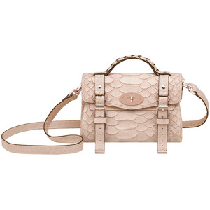 Mulberry Mini Alexa in Beige Large Silky Snake Printed Leather with Rose Gold Hardware - SOLD