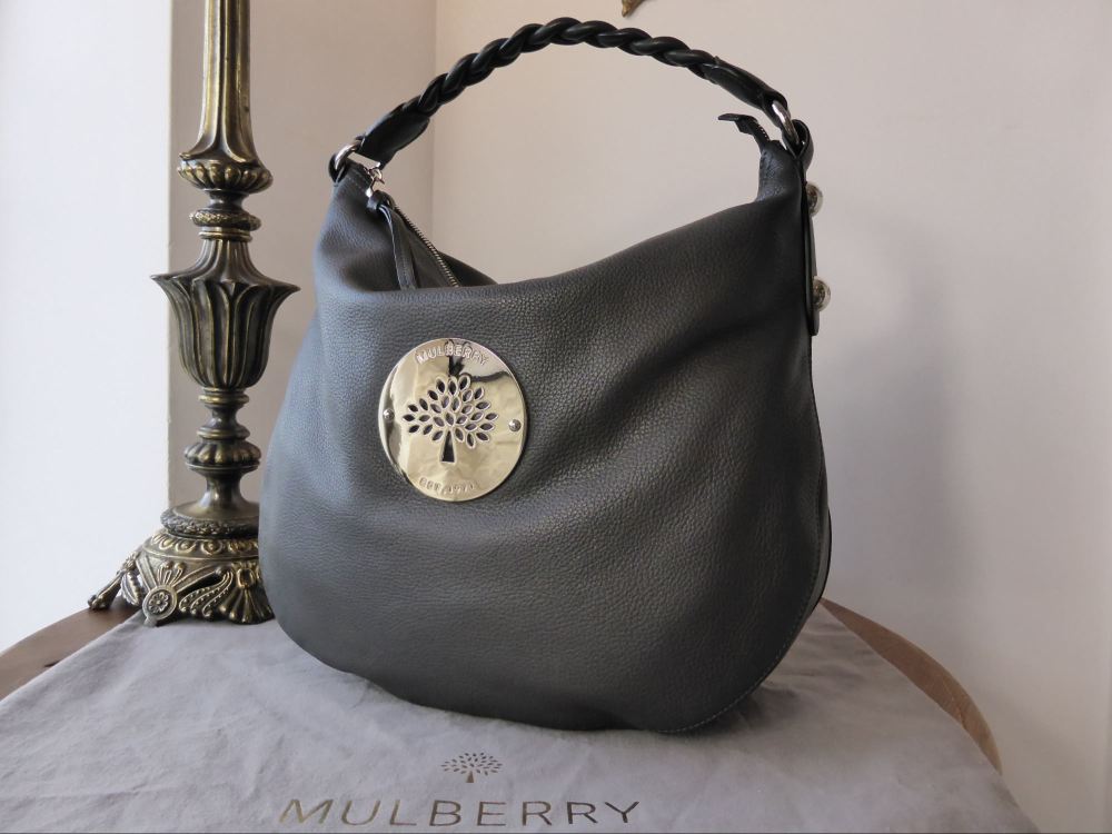 Mulberry Medium Daria Hobo in Graphite Grey Pebbled Leather - As New