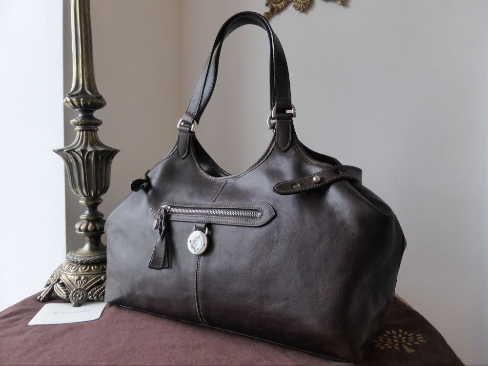 Mulberry Somerset Tote in Chocolate Natural Leather with Silver Tone Hardware - SOLD