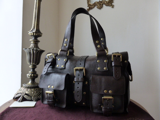 Mulberry Roxanne in Chocolate Natural Vegetable Tanned Leather 