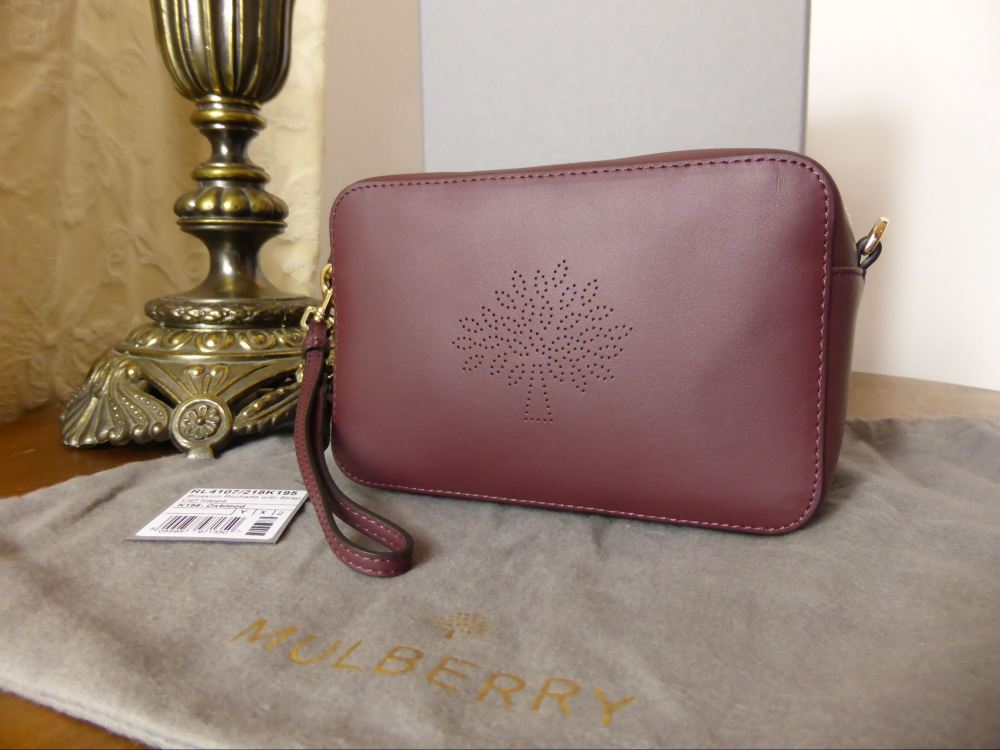 Mulberry Blossom Pochette with Wristlet and Shoulder Strap in Oxblood Calf Nappa - SOLD
