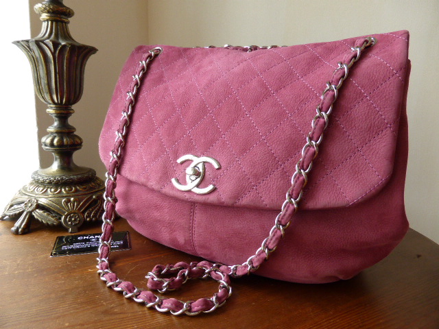 Chanel CC Lock Large Flap Hobo in Rich Rose Pink Suede - SOLD